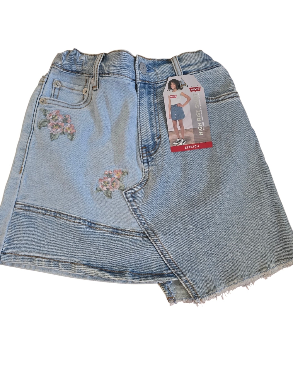 Levi's Light Blue Denim Skort with Floral Embroidery